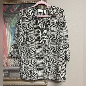 Chico's Black and White Zebra Print Sheer Tunic